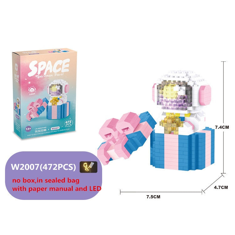 Micro Building Blocks Space Aerospace Series Glowing Astronaut Figure With Light DIY Bricks Set Toys For Children Christmas Gift