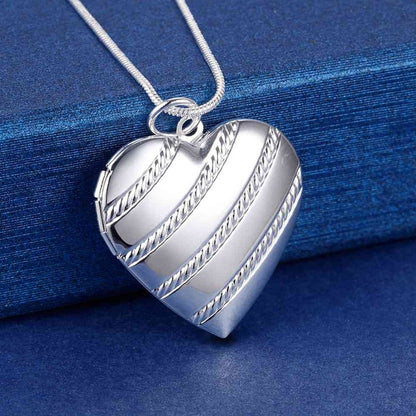 925hot sale Silver color Photo Frame Pendant Necklace Snake Chain For Woman Charm Wedding Fashion Jewelry ColorLN072