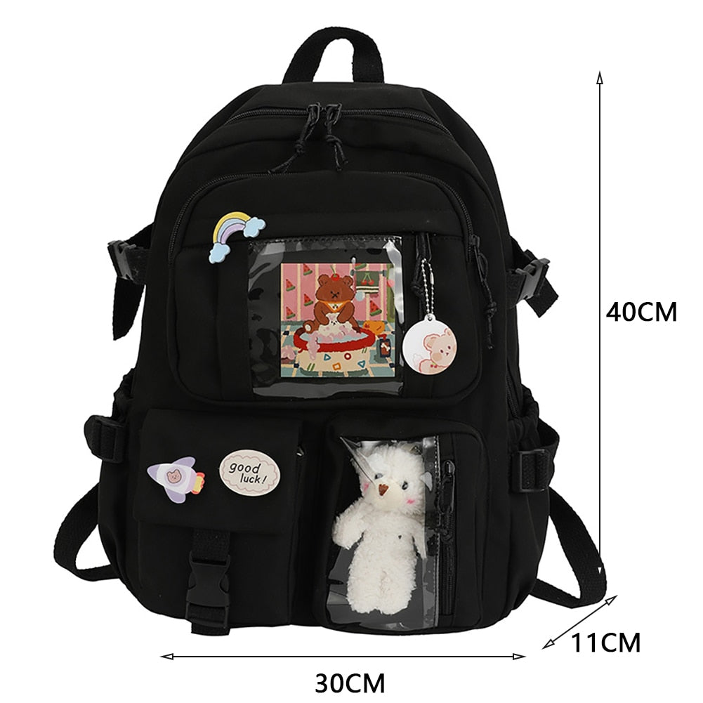 Japanese Girls Aesthetic Backpack Cute School Bags For Student Teens Girls Pockets Kawaii Women Laptop Backpack Harajuku Mochila