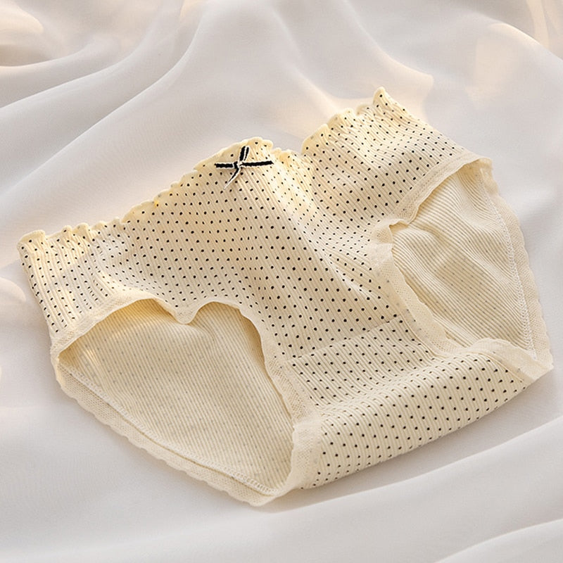 M-XL Women's Cotton Underwear Girls' Cute Flower Briefs Mid Waist Seamless Underpants Lace Panties Female Lingerie