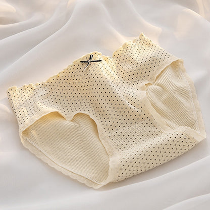 M-XL Women's Cotton Underwear Girls' Cute Flower Briefs Mid Waist Seamless Underpants Lace Panties Female Lingerie