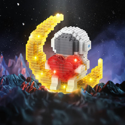 Micro Building Blocks Space Aerospace Series Glowing Astronaut Figure With Light DIY Bricks Set Toys For Children Christmas Gift