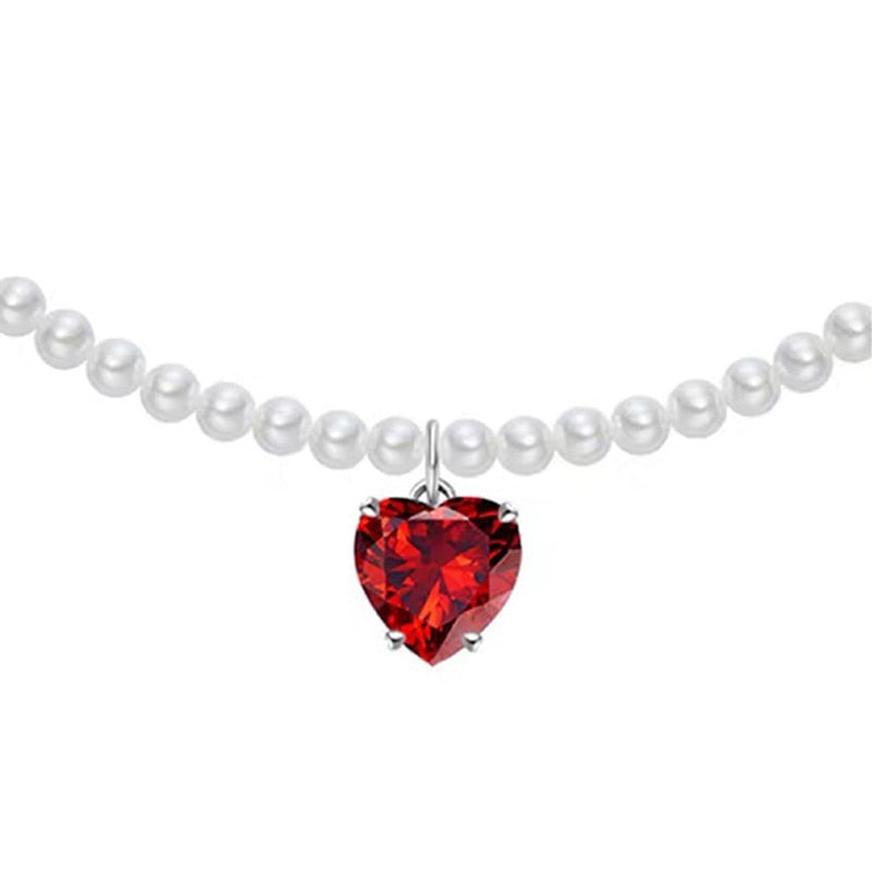 Classic Gothic Tattoo Red Velvet Choker Necklace Red Heart Pendant Necklaces For Women Fashion Jewelry Valentine's Gift N0352