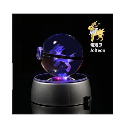 Pokémon Crystal Poké Ball: Pikachu Charizard Eevee Mew Mewtwo Bulbasaur Squirtle Jolteon Charmander Snorlax Dragonite LED Night Light Base Display Model Gift