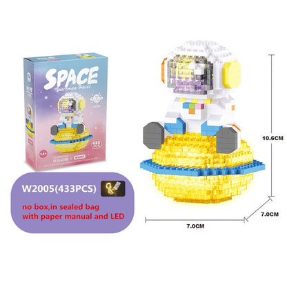 Micro Building Blocks Space Aerospace Series Glowing Astronaut Figure With Light DIY Bricks Set Toys For Children Christmas Gift