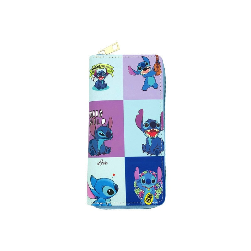 New Disney Women Wallet Stitch Cartoons Long PU Coin Purse Bag for Phone Card Holder Cute Printing Fashion Money Clip Clutch Bag