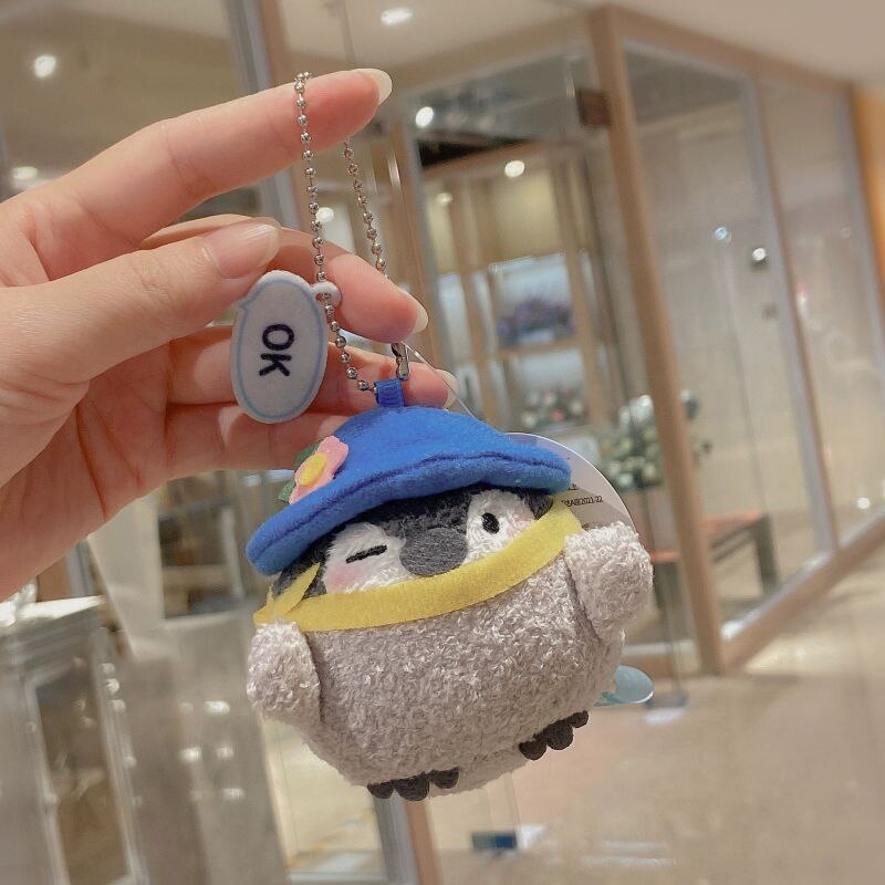 Kawaii Plush Keychain Bag Charm Cartoon Cute Mini Penguin Stuffed Animal Plushies Soft Doll Car Trinket Key Chain Women Girls Keyring Kids Birthday Gifts