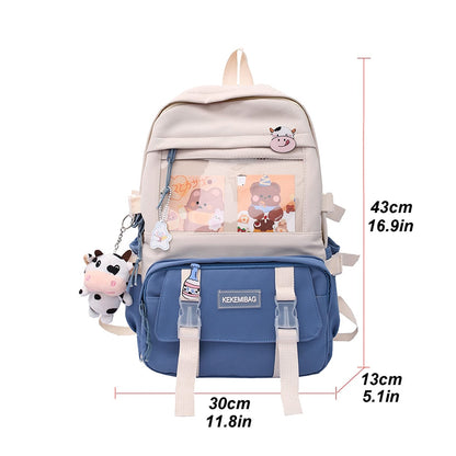 Japanese Girls Aesthetic Backpack Cute School Bags For Student Teens Girls Pockets Kawaii Women Laptop Backpack Harajuku Mochila