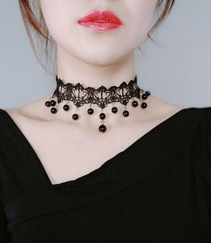 Korean Fashion Velvet Choker Necklace for Women Vintage Lace Necklace with Pendants Gothic Girl Neck Jewelry Accessories