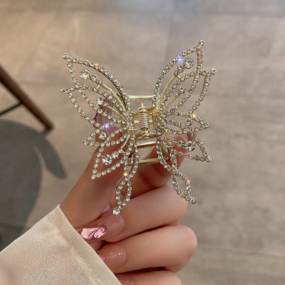 New Female Butterfly Pearl Tassel Hair Claw Rhinestone Clip Korean Simple Shark Ponytail Crab Clip Girls Hair Accessories