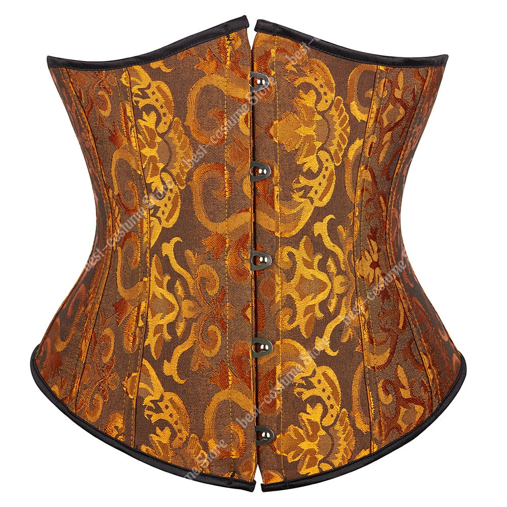 Underbust Corset Women's Underwear Waist Slimming Body Shaper Corset Top for Women Steampunk Lace-up Corset Belt White