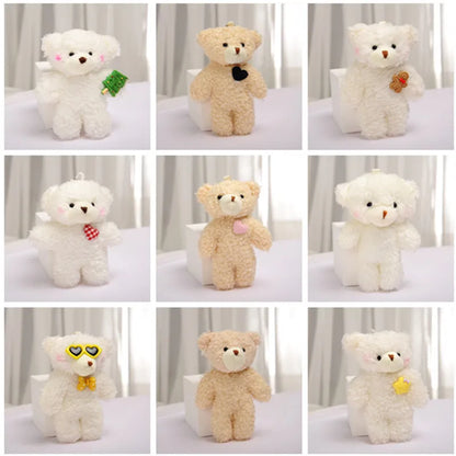 10cm Teddy Bear Plush Toys Cute Cartoon Animal Bear Stuffed Doll Key Chain Pendant Children Small Keychain Girls Gifts Wholesale