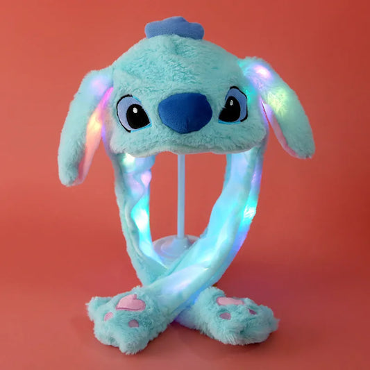 Disney Lilo & Stitch Kids Rabbit Ears Luminous Glowing Plush Hat Action Figure Funny Moving Ears Stitching Beanie Cap