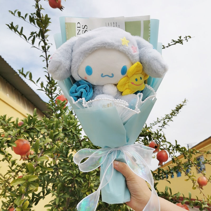 Cartoon My Melody Kuromi Cinnamoroll Kt Cat Hello Kitty Plush Doll Toy Sanrio Bouquet Gift Box Valentine's Day Christmas Graduation Gifts