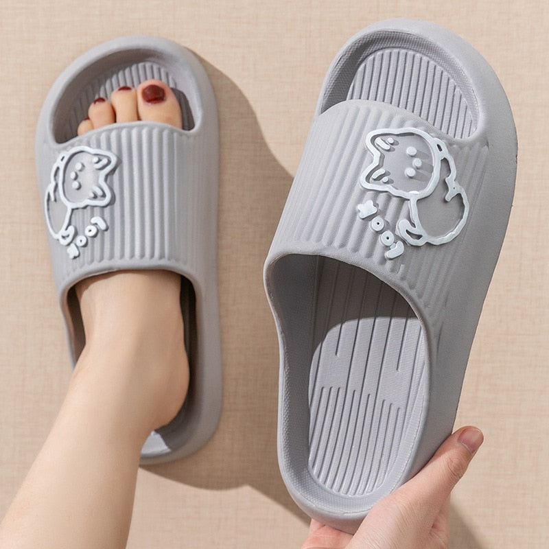 Summer Slippers Bathroom Platform Non-Slip Home Bear Cartoon Flip Flops Beach Women Slipper Sandals Slides Indoor Outdoor