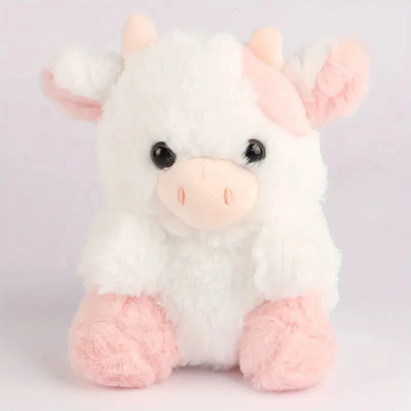 Kawaii Cow Stuffed Animal Plush Toy 20cm Cute Strawberry Cow Plushies Blue Black Brown Pink Baby Calf Soft Doll Cattle Kids Birthday Gift