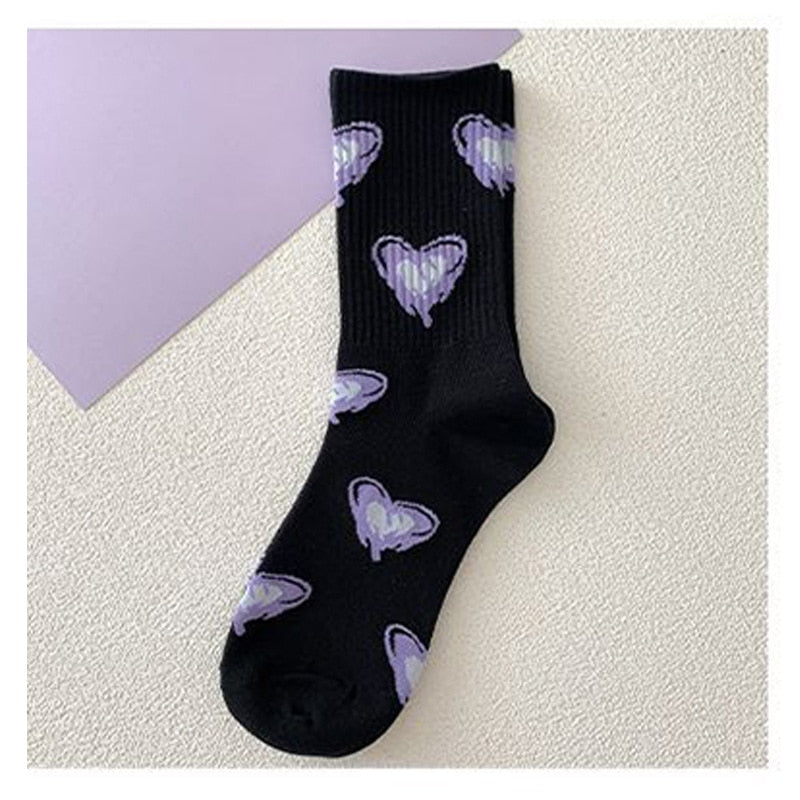 Love Cotton Socks Korean Harajuku English Letter Embroidery Kawaii Funny Socks Hip Hop Happy Skateboarding Team Sokken Socks