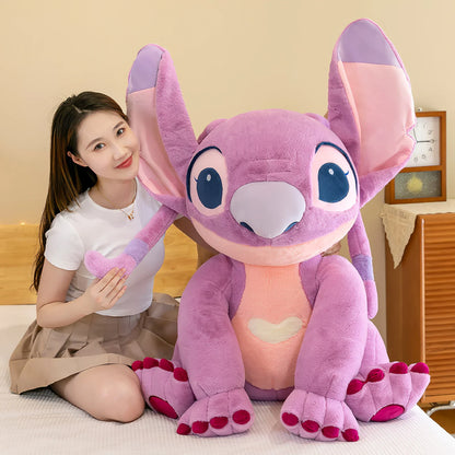 GIANT Angel Stitch Plush Toy 60cm Pink Lilo & Stitch Stuffed Animal Plushies Disney Movie Cute Soft Doll Big Large Sleeping Pillow Pet Cushion Christmas Kids Birthday Gift