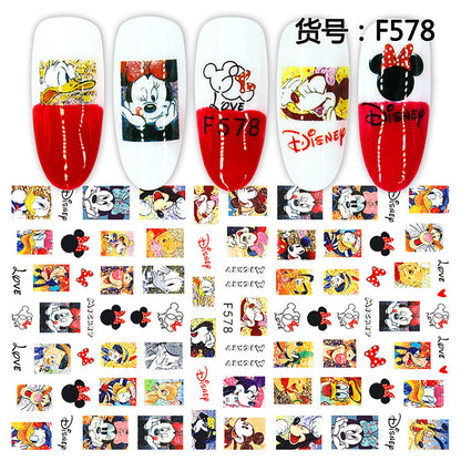 Cute Anime Character Series Nail Stickers Nail Art Supplies Disney Mickey Stitch Donald Duck 3D Stickers Nail Art Decorations