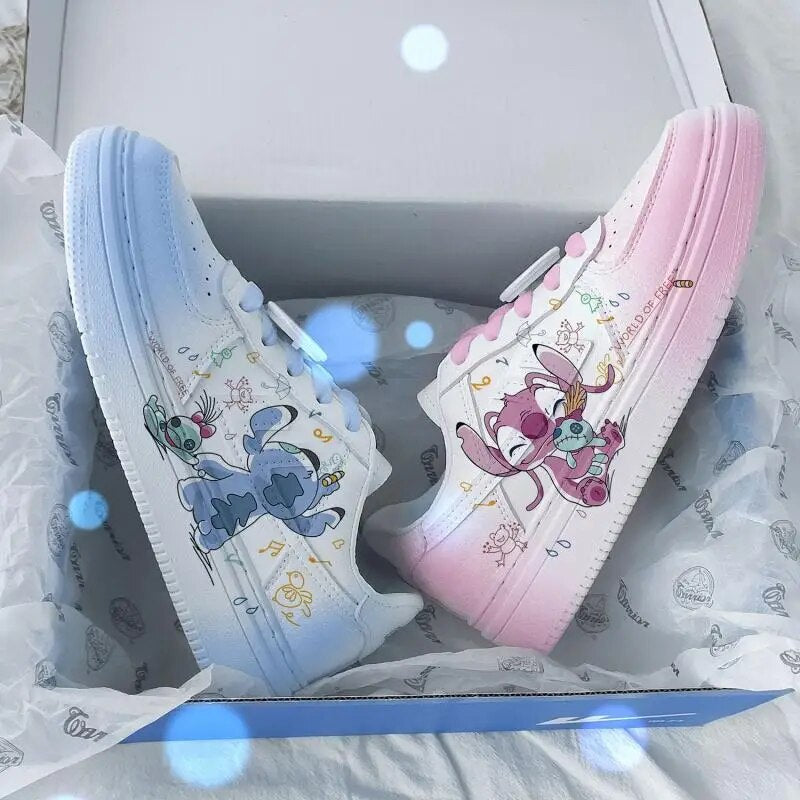 Anime Lilo & Stitch Sports Shoes Kawaii Stitch Girl Casual Shoes Summer Breathable Board Shoes Cute Children Casual Sports Shoes