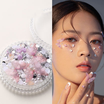1Box Eyes Face Makeup Facial Decoration Patch Butterfly Diamond Pearl Adhesive Rhinestone Glitter Sequin DIY Nail Art Decoration