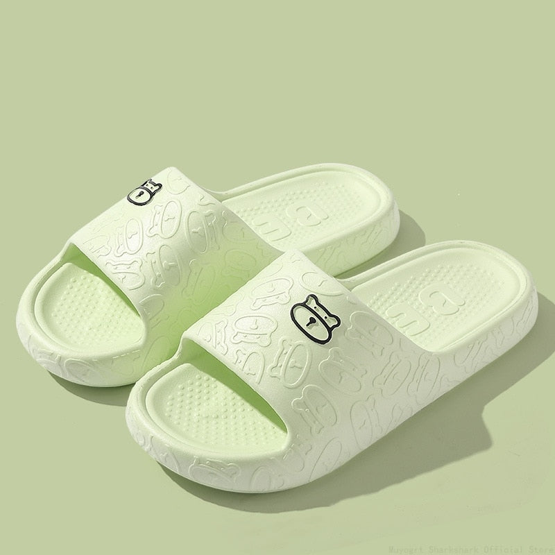 Cute Cat Print Women Slippers Home Indoor Slides Men Women Flat Slippers Cartoon Non-Slip Outdoor Beach Slides Shoes Shower