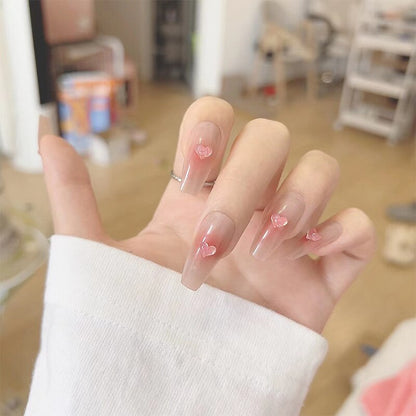 24Pcs Ballerina False Nails with Glue Short Nail Beauty Tools Press on Fake Nails Full Cover Artificial Nails Tips Manicure