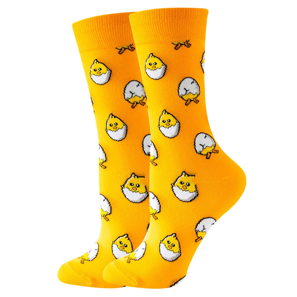 Cute Women Socks Cartoon Animal Food Fruit Socks  Kawaii Funny  Trendy Socks Happy Harajuku Casual Socks Autumn Spring Stocking