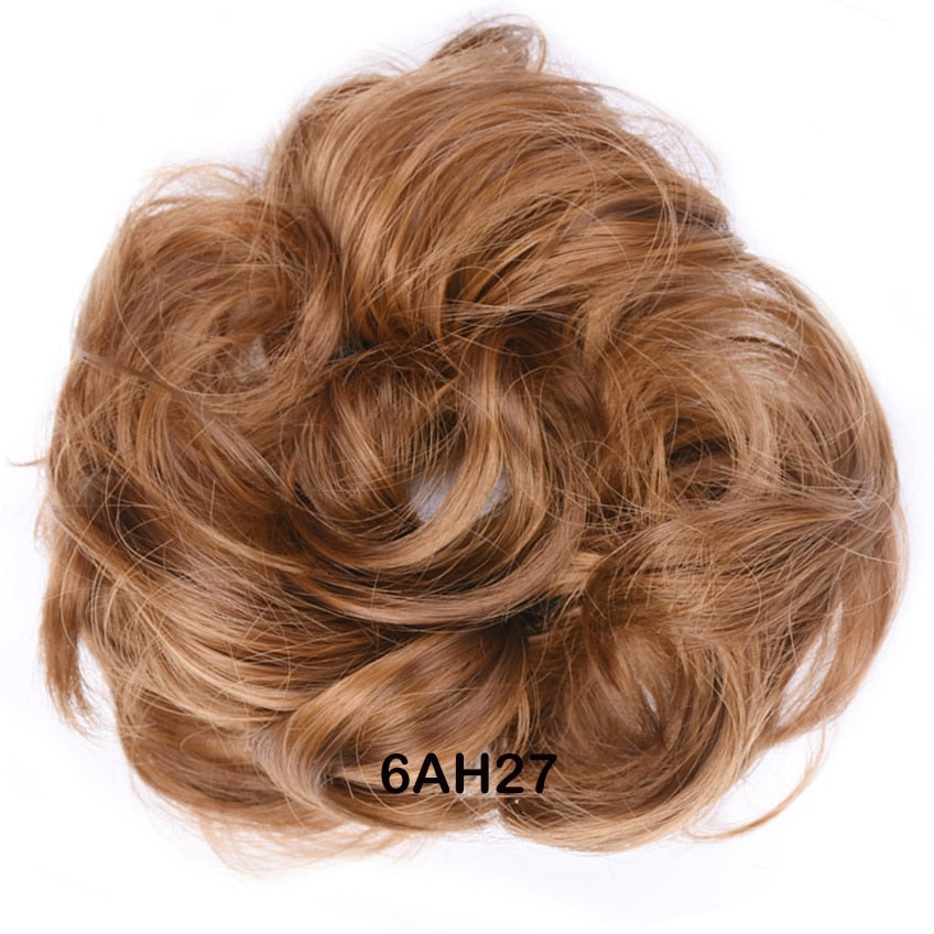 Jeedou Messy Bun Chignon Donut Hair Pad Elastic Hair Rope Rubber Band Synthetic Hairpiece Black Gary Brown Color