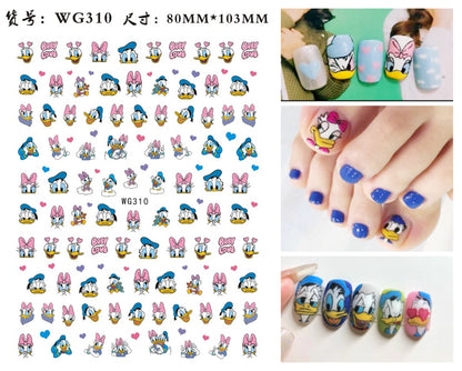 Cute Anime Character Series Nail Stickers Nail Art Supplies Disney Mickey Stitch Donald Duck 3D Stickers Nail Art Decorations