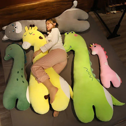 150cm Giant Stuffed Animal Plush Pillow Cute Large Long Unicorn Pillow Kawaii Dinosaur Baby Bed Surround Washable Decor Cushion