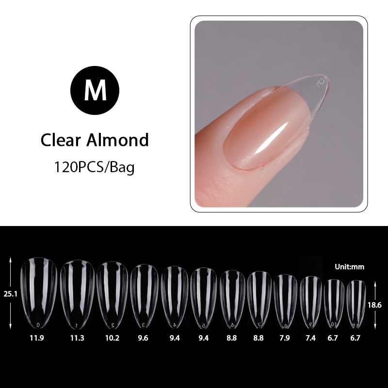 Press on Nails Coffin Nail Tips Clear Full Cover Fake Acrylic UV Gel Nails Extension System Oval Almond Sculpted False Nail Tips