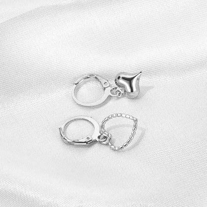 FNIO Korean Fashion Metal Love Heart Circle Drop Small Earrings for Women Trend Pendant Piercing Earrings Set Jewelry