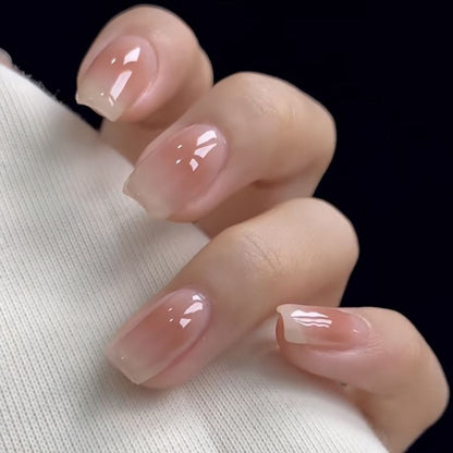 24Pcs Ballerina False Nails with Glue Short Nail Beauty Tools Press on Fake Nails Full Cover Artificial Nails Tips Manicure