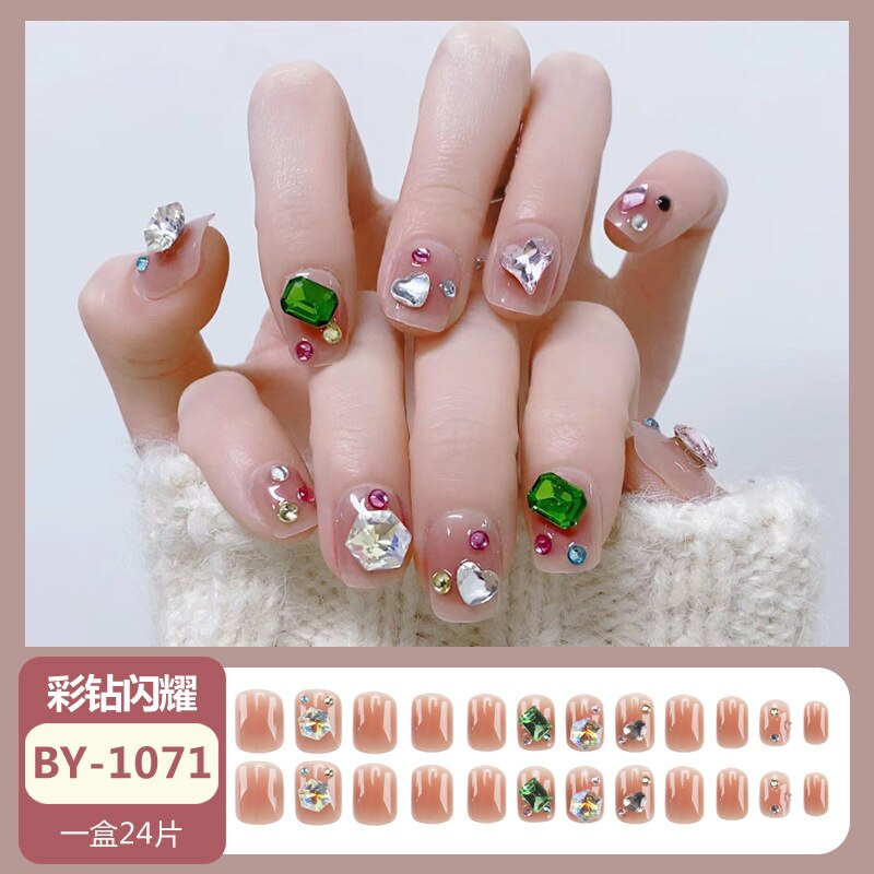 24pcs Wearable Pink Press On Fake Nails Tips With Glue false nails design Butterfly Lovely Girl false nails With Wearing Tools