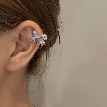 Korean Elf Butterfly Ear Cuff Without Piercing Clip Earrings for Women Elegant Sparkling Zircon Crystal Ear Clip Wedding Jewelry
