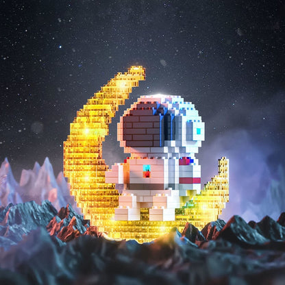 Micro Building Blocks Space Aerospace Series Glowing Astronaut Figure With Light DIY Bricks Set Toys For Children Christmas Gift