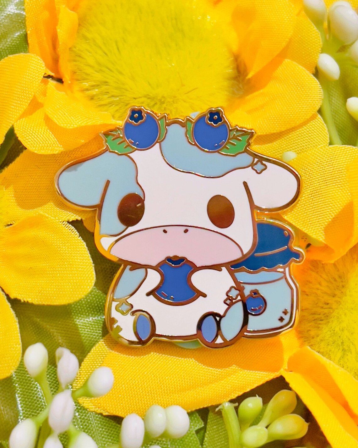 Cute Cow Enamel Pin Strawberry, Boba, Blueberry, Lemon  Grape s Kawaii Animal Brooch