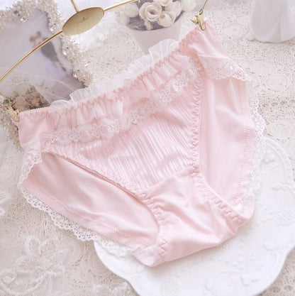 Cotton Ruffle Cute Lovely Sweety Girl Panties Bow Japanese Princess Style High Elasticity Breathable Women Underwear Breifs