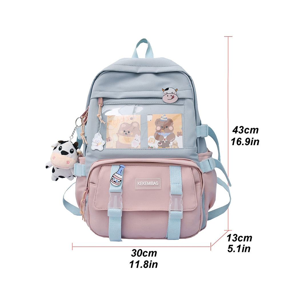 Japanese Girls Aesthetic Backpack Cute School Bags For Student Teens Girls Pockets Kawaii Women Laptop Backpack Harajuku Mochila