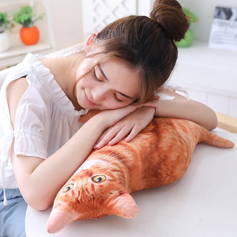 Simulation Plush Cat Pillow Soft Stuffed Realistic Animal Cushion Sofa Decor Cartoon Plush Toy Children Kid Kawaii Birthday Gift