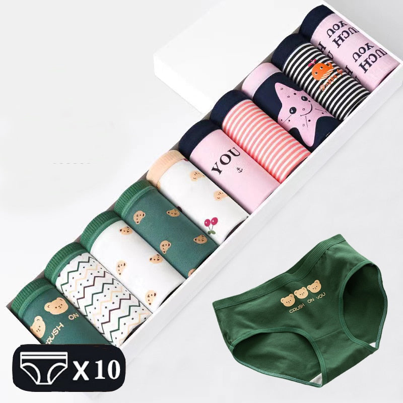 M-2XL Women's Underwear Cute Cotton Panties Briefs For Girl Ladies Lingerie Cartoon Girls Pink Pantys Underpants Thongs