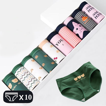 M-2XL Women's Underwear Cute Cotton Panties Briefs For Girl Ladies Lingerie Cartoon Girls Pink Pantys Underpants Thongs