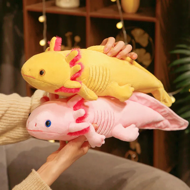 45cm Kawaii Colorful Newt Plush Toy Stuffed Cute Axolotl Salamander Fuzzy Plush Fish Appeasing Long Pillow Cushion Kids Gift