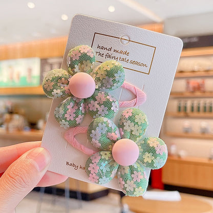 【2-Piece Set】Children's Cute Fabric Flower Pair Clip Hair Accessories Girl Hairpin Temperament Clip Baby Headdress Wholesale