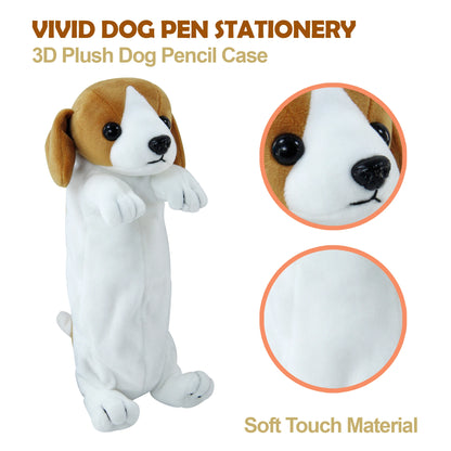 3D Plush Dog Pencil Pouch BB FUNHOUSE Soft Animal Stationery Cartoon Storage Pen Bag Box for School Supplies Girl Students