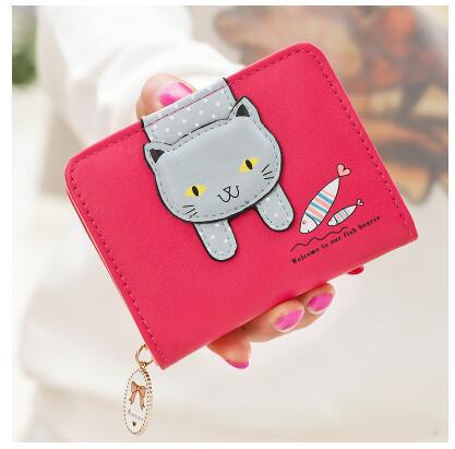 Women Cute Cat Wallet Small Zipper Girl Wallet Brand Designed Pu Leather Women Coin Purse Female Card Holder Wallet Billetera