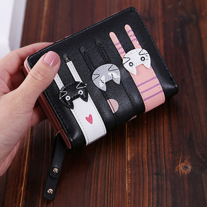 Women Cute Cat Wallet Small Zipper Girl Wallet Brand Designed Pu Leather Women Coin Purse Female Card Holder Wallet Billetera