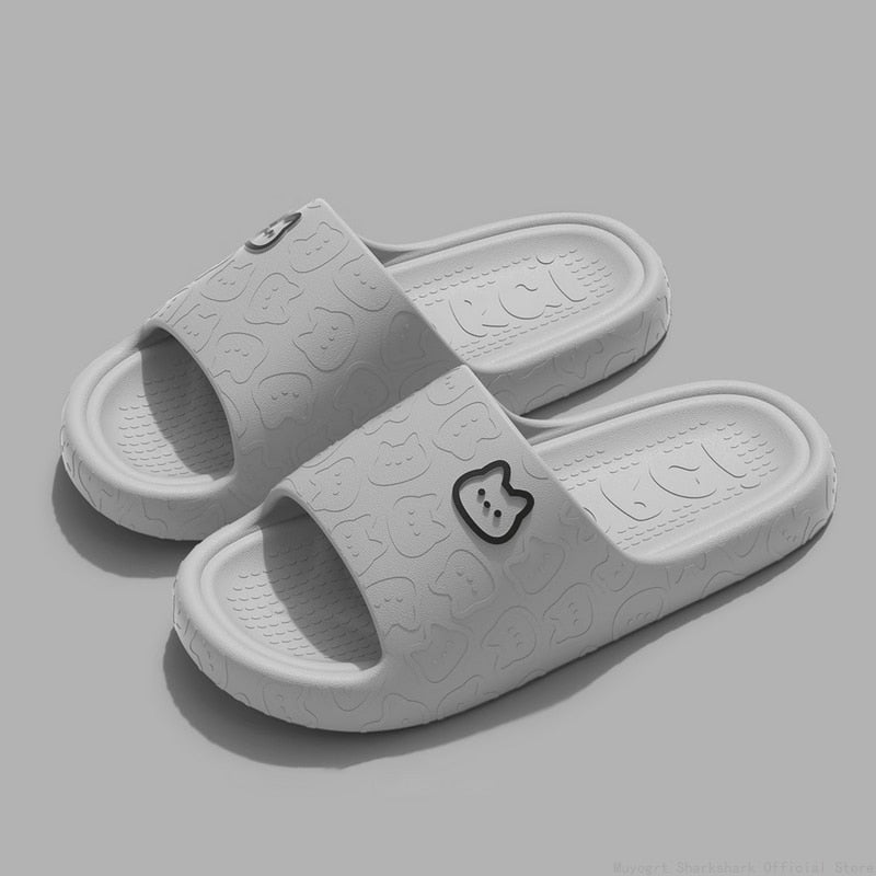 Cute Cat Print Women Slippers Home Indoor Slides Men Women Flat Slippers Cartoon Non-Slip Outdoor Beach Slides Shoes Shower