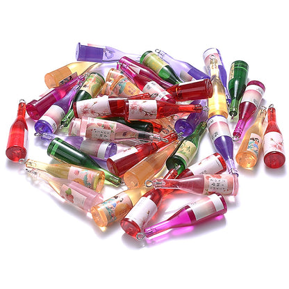 10Pcs Plastic Pop Cola Soda Drinks Beverages Charms Juice Alcohol Lemonade Bottle Resin Pendants for Jewelry Making Mini Crafts